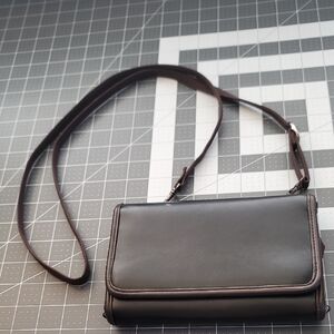 Sophisticated Dark Brown 5-Way Unisex Genuine Leather Bag Crossbody Clutch